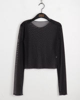 Hiz Dot See-through Layered Inner Long Sleeve T-Shirt