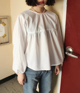 two-way ribbon puff blouse
