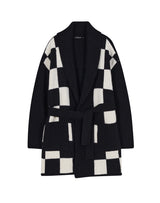 CHECKERBOARD ROBE CARDIGAN BLACK (6613774336118)