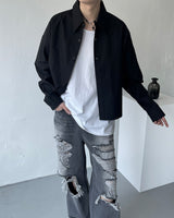 ウォッシングルースフィットクロップシャツ / ECT Washing Loose-Fit Cropped Shirt (4 colors)