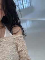 レースシースルーオフショルダーTシャツ
