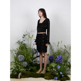 ラッフルスリーブボレロカーディガン / RUFFLE SLEEVE BOLERO CARDIGAN - BLACK