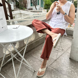 レイヤードスリットコットンノースリーブタンク / Layered Slit Cotton Sleeveless Tank (3 colors)