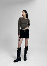 [MADE] Hoody Corduroy Mini Skirt Belt Set