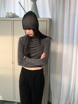 シャーリングショルダースリットフードTシャツ