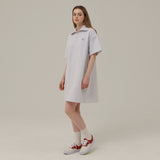 スモールロゴハーフラインジップアップミニドレス / SMALL LOGO HALF ZIPUP MINI DRESS_WHITE MELANGE