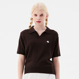 モノチェリーオープンカラーニット / MONO CHERRY OPEN COLLAR KNIT [BROWN]