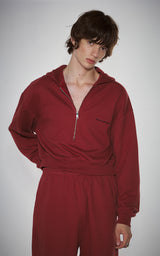 WIDE ZIP SWEATPANTS_DARK RED