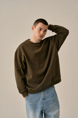 LETTERING LOGO BASIC SWEATSHIRT - KHAKI