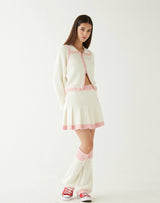 ブークルニットクロップジップアップ/BOUCLE KNIT CROP ZIP UP IVORY