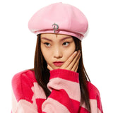 フェイクレザーベレー0 9 fake leather beret - PINK