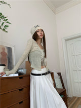 Oatmeal Long Sleeve Strap Top (with Inner)