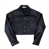 フレンチ レザー クロップジャケット / MO French Leather Cropped Jacket (2 colors)