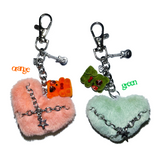 Fluffy tied bear keychain