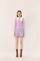 Lace collared cardigan (SET) 