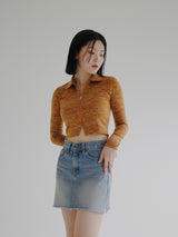 ビーフカラージップアップTシャツ / Beef collar zip-up T-shirt (4color)