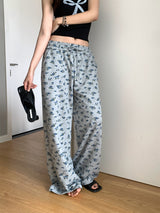 Vintage flower banding casual pants