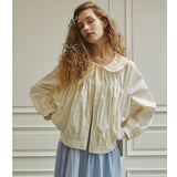 Loving shirring windbreaker jumper (ivory)