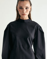 MOCK NECK STRING MINI ONEPIECE - BLACK (6635994841206)