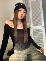 Black off-the-shoulder backless top