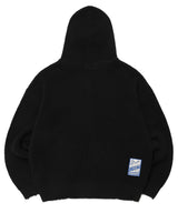 DAMAGED KNIT ZIP UP HOODIE BLACK(CV2DFUK681A)