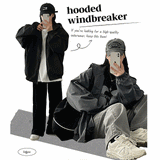 [Set-up possible!] Liza solid high neck windbreaker hoodie