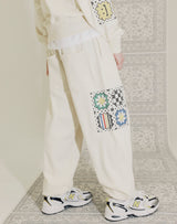 GRANNY SQUARE SWEATPANTS CREAM (6691427811446)