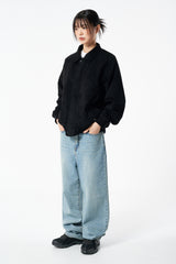 Vague Suede Bomber Jacket Black
