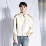 レーサーレザーブルゾン / Racer Leather Blueson (Cream Beige)