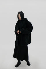 フーデッドウールハーフコート / Hooded wool half coat (2color)