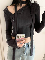 diagonal choker crop tee