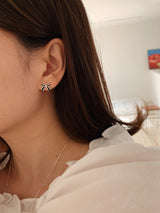 [925silver] And ribbon earrings