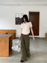 ホルティカーゴポケットロングワイドコットンパンツ / Holty Cargo Pocket Long Wide Cotton Pants