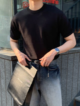 ロエミニマルリネンラウンド半袖ニット/Roe Minimal Short-Sleeved Linen Round Knitwear (9 colors)
