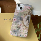 Pink antique collage A girl Phone Case 