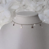 [Aespa Karina Necklace] Little Stars Choker Necklace - Silver Color