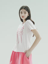 W フラワーTシャツ / T1009 W FLOWER T-SHIRT_PINK