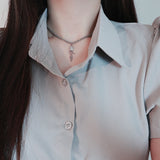 Toggle Bar Cubic Triangular Ball Choker Necklace