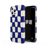 チェッカーボードグロッシーケース-blue