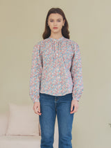 HENRY NECK SHIRRING BLOUSE_FLOWER (6638368555126)