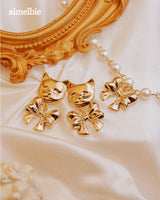 メルビーザキャットシリーズ - アドラーブルリボンピアス / Melbie The Cat Series - Adorable Ribbon Piercing