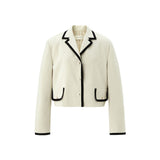 Tape trimming jacket - Cream (6671634563190)