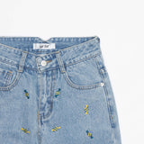ワイドフィットキャンディ刺繡デニムパンツ/WIDE FIT CANDY EMBROIDERY DENIM PANTS