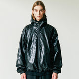 VCL CRACK LEATHER HOODIE BLACK