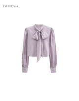 Big Ribbon Strap Cropped Blouse 3 Colors