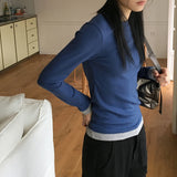アーツ配色レイヤード一体型クロップ長袖Tシャツ