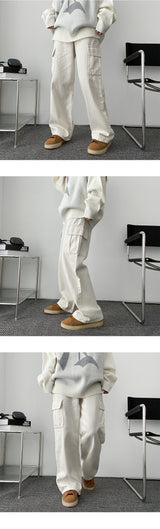 Tantan Cotton Cargo Pocket Wide Pants