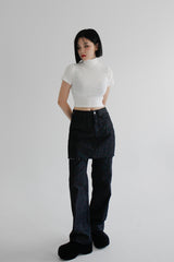 スカートレイヤードデニムパンツ / no.7713 Skirt Layered Denim Pants