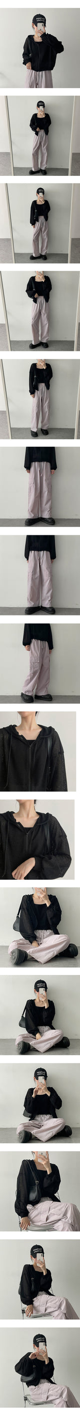 ロングサマーニットフードジップアップ / Longf Summer Knit Hooded Zip-Up