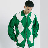 アーガイル2WAYジップアップポロカーディガン / ARGYLE 2WAY ZIP UP POLO GARDIGAN GREEN